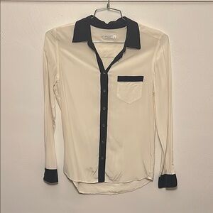 White and Black Silk Blouse